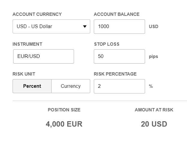 Forex position size calculator